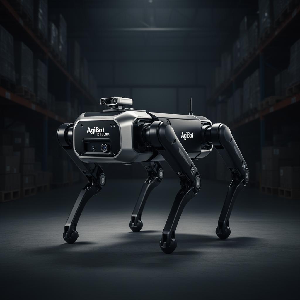 AgiBot D1 Ultra quadruped robot from ARIBOT's fleet on warehouse inspection duty